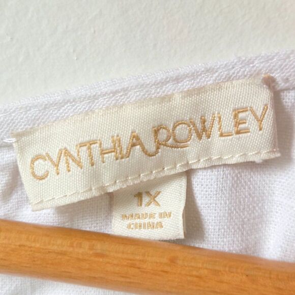 EUC CYNTHIA ROWLEY WHITE LINEN BLEND WHITE BELL SLEEVES TOP SIZE 1X - Picture 12 of 15